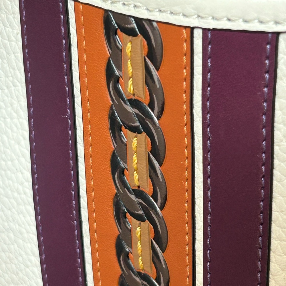 COACH 1941 Emery Varsity Stripe Glovetanned Pebble Leather Crossbody in Chalk - Picture 3 of 13